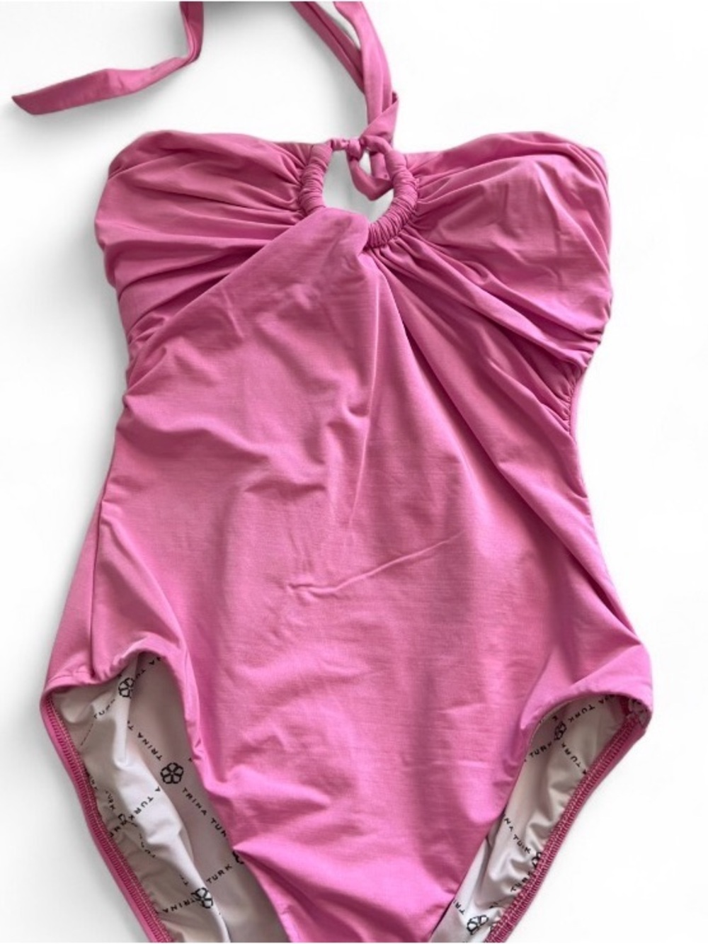 Trina Turk Pink Halter One Piece Keyhole Swimsuit M